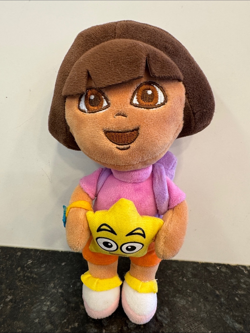 Dora Plush Doll with Star Toy - Brown Hair, Pink Outfit. Size 10”